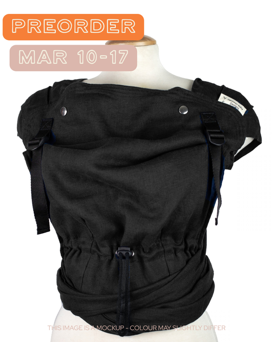 black linen half buckle meh dai baby carrier