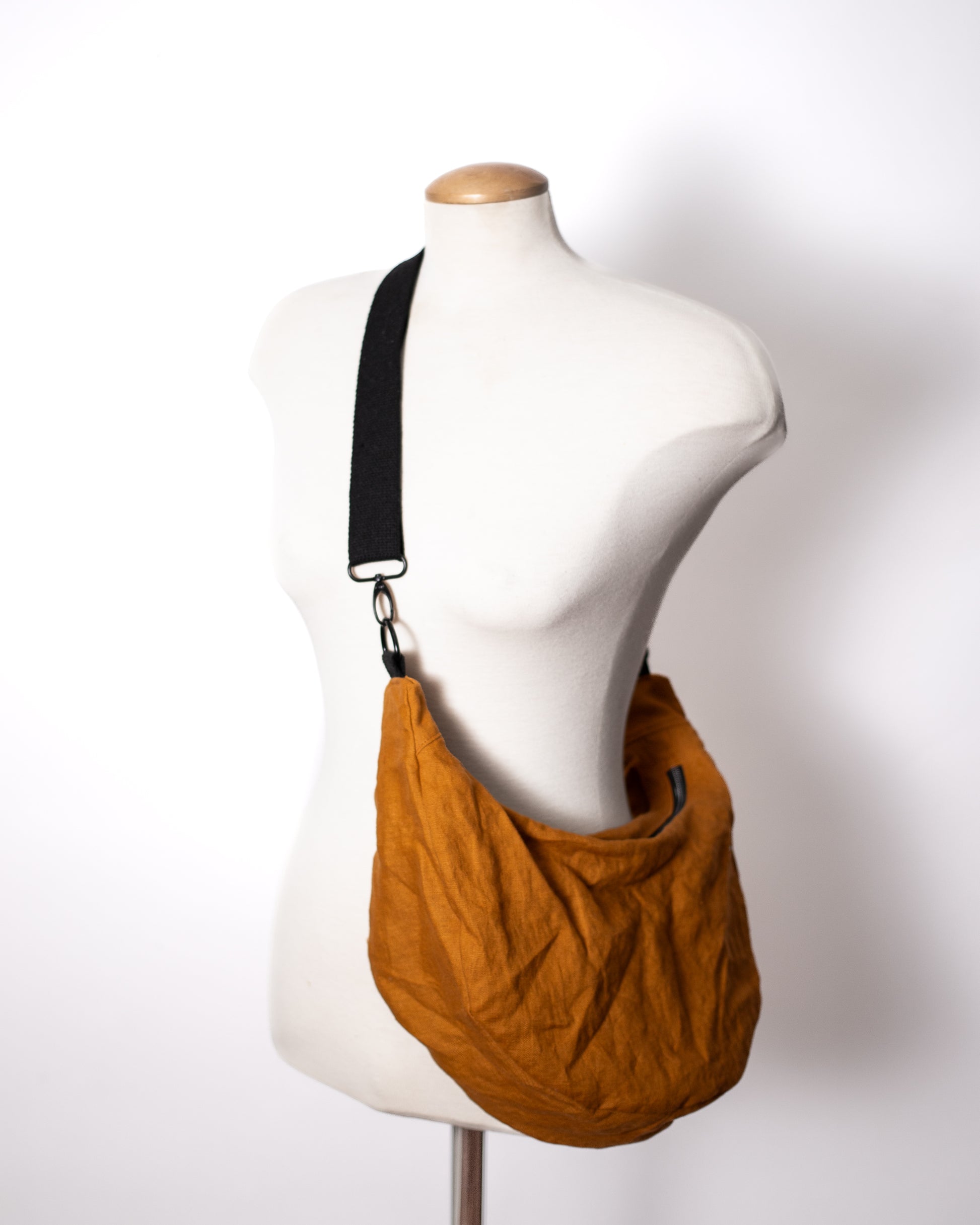yellow  Linen Crescent Bag
