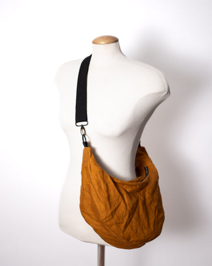 yellow  Linen Crescent Bag