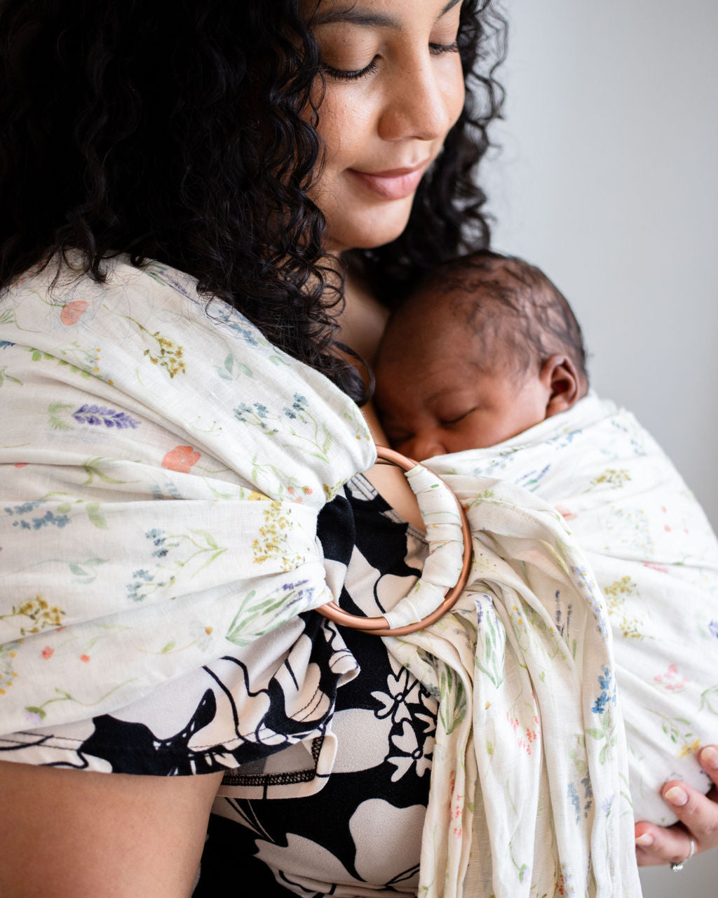 Newborn in Floral Ring Sling