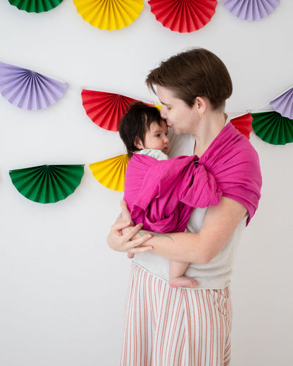 Baby in Pink LinenRing Sling Carrier