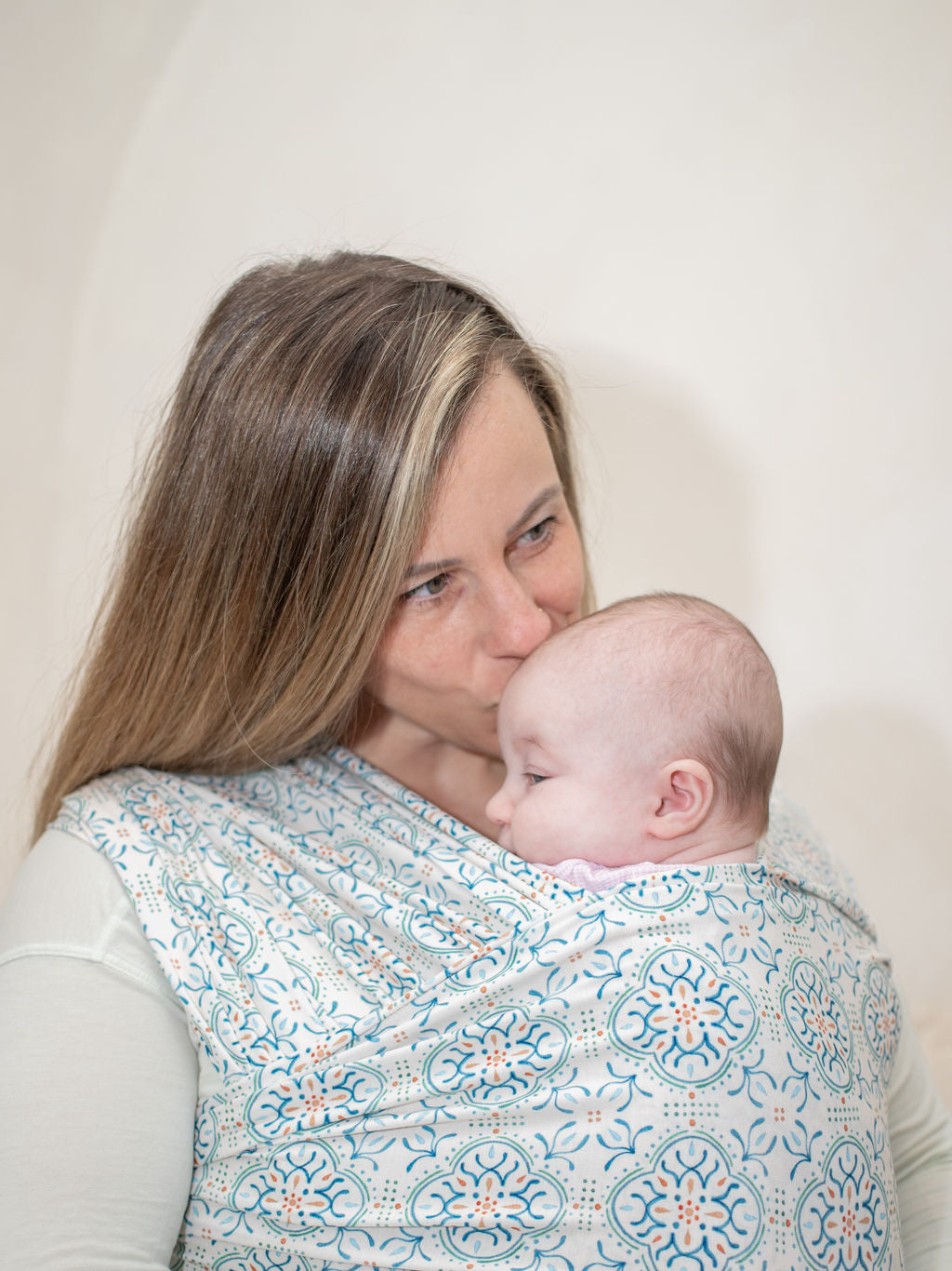 Mediterranean Tile Print Baby Stretchy Wrap Carrier 