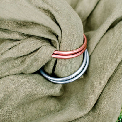 Green Linen Ring Sling with Aluminum Rings