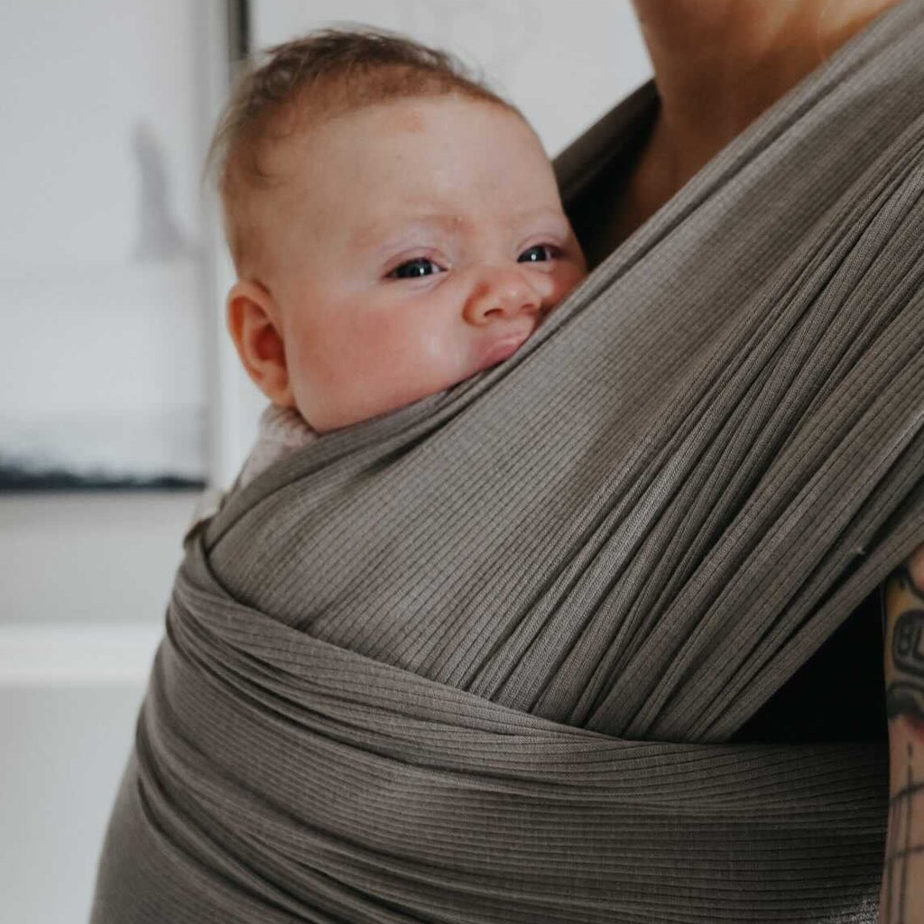 Heritage baby designs stretch wrap carrier in grey