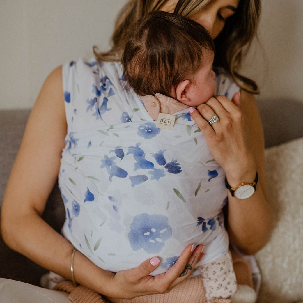 Blue Floral Baby Wrap Carrier 